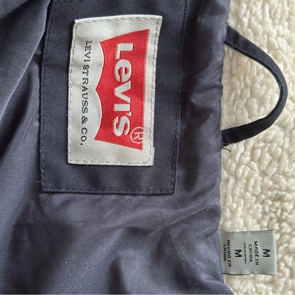 Levi's Quilted Woodsman Puffer Jacket Mens Medium Blue Tan - Picture 6 of 8